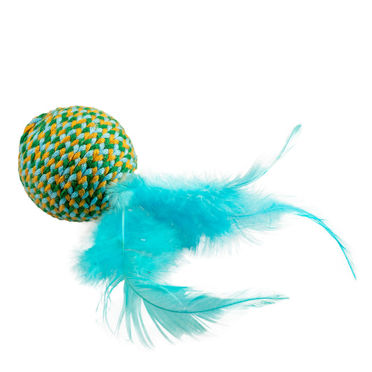 Jolly Ball With Feather Cat Toy Blue