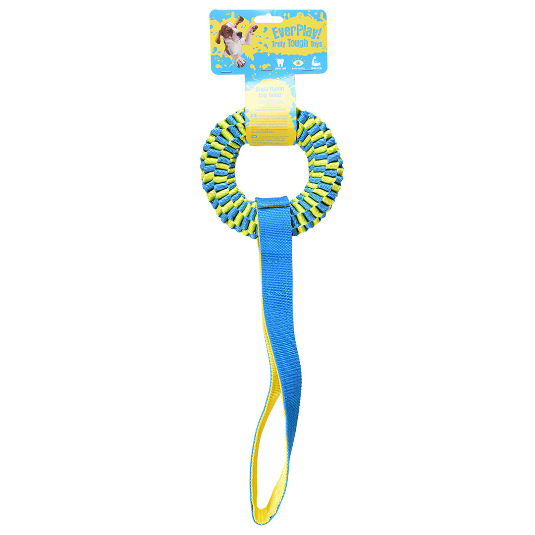 Dog Toy Nylon Tug Hoop Blue/Yellow