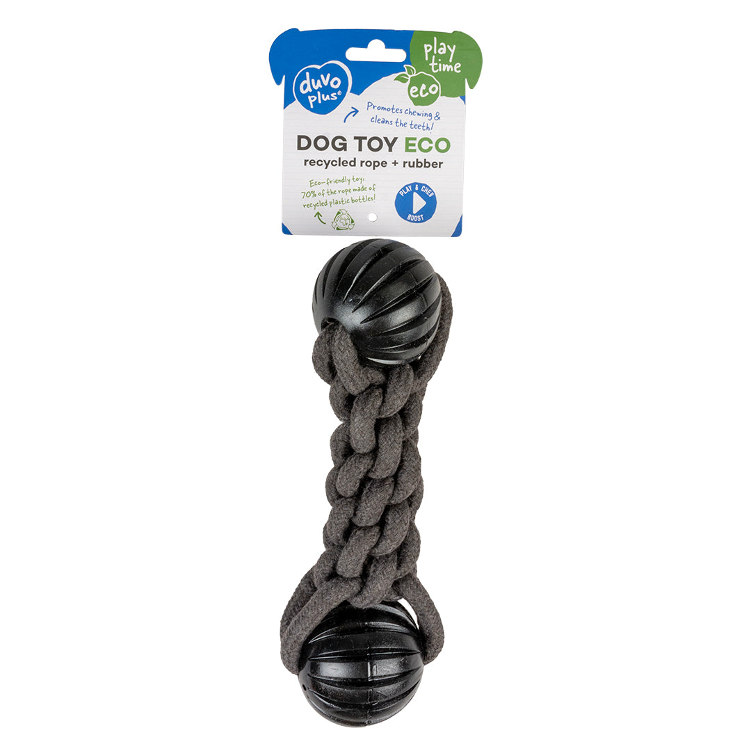 Dog Toy Rope Stick With 2 Rubber Balls