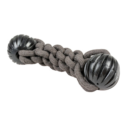 Dog Toy Rope Stick With 2 Rubber Balls