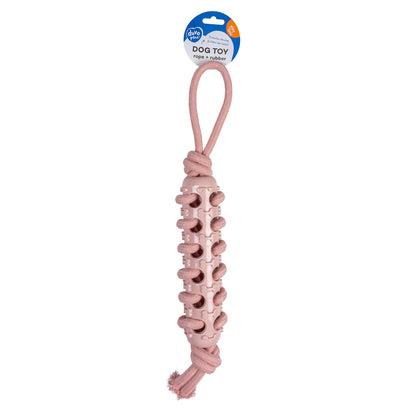 Dog Toy Rope Stick With Rubber & Loop Pink