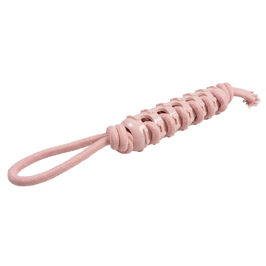 Dog Toy Rope Stick With Rubber & Loop Pink