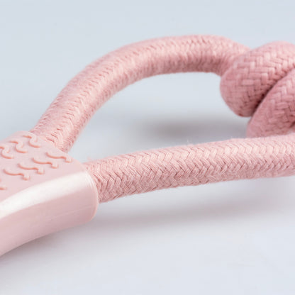 Dog Toy Rope 8 Pull Ring & Rubber Pink