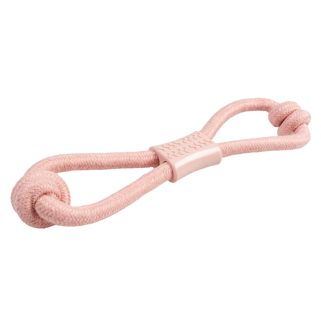 Dog Toy Rope 8 Pull Ring & Rubber Pink