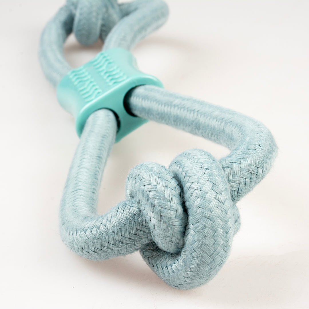 Dog Toy Rope 8 Pull Ring & Rubber Blue