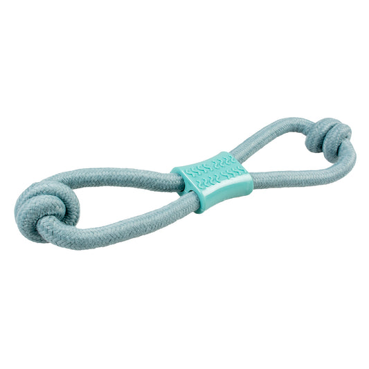 Dog Toy Rope 8 Pull Ring & Rubber Blue