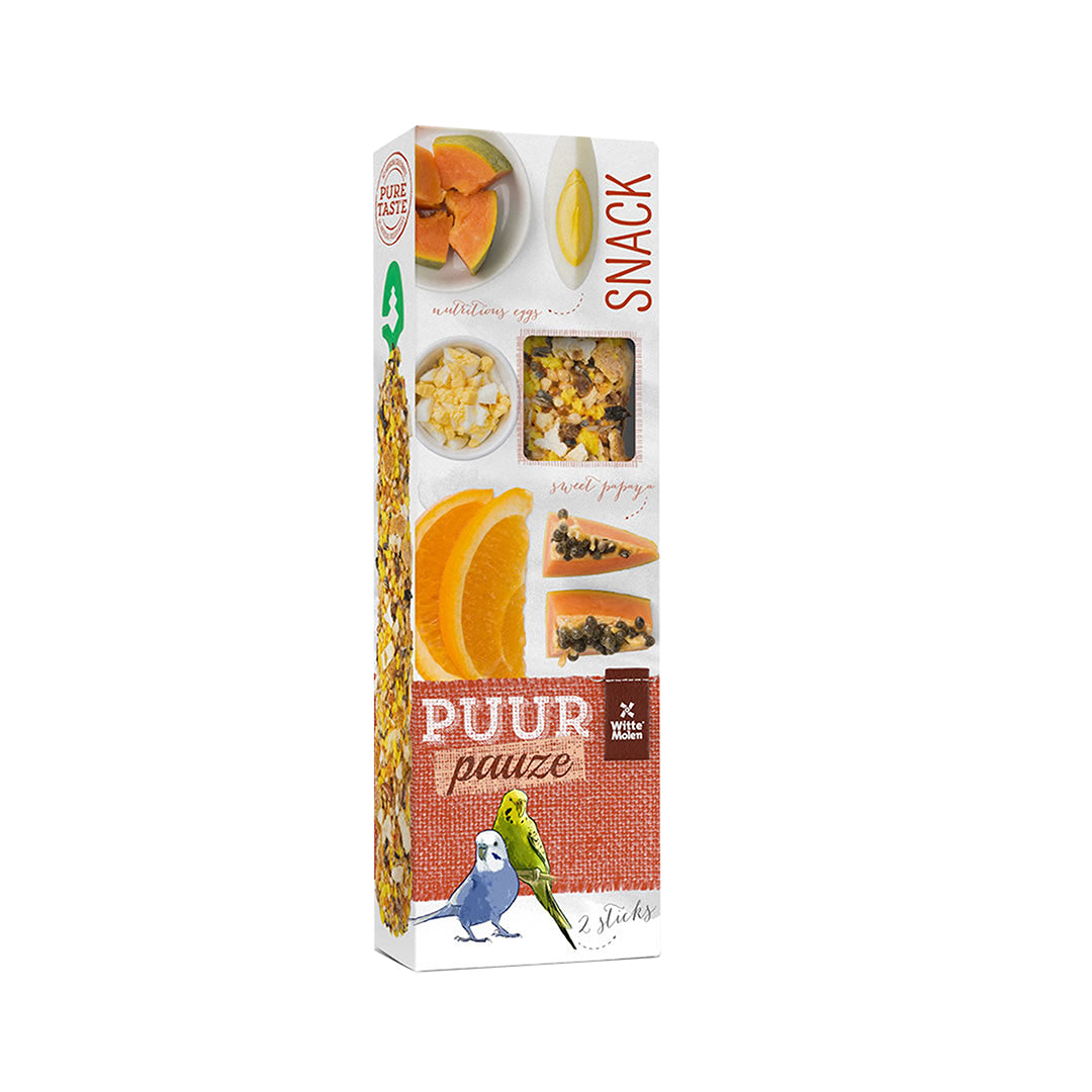 Puur Pauze Sticks Budgie Papaya & Orange 60g