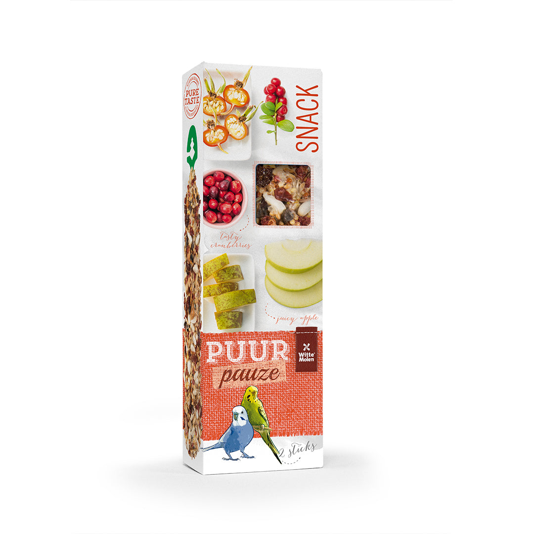 Puur Pauze Sticks Budgie Apple & Rosehip 60g