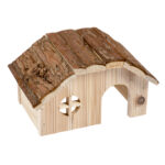 Small Animal Wooden Lodge Bark Roof